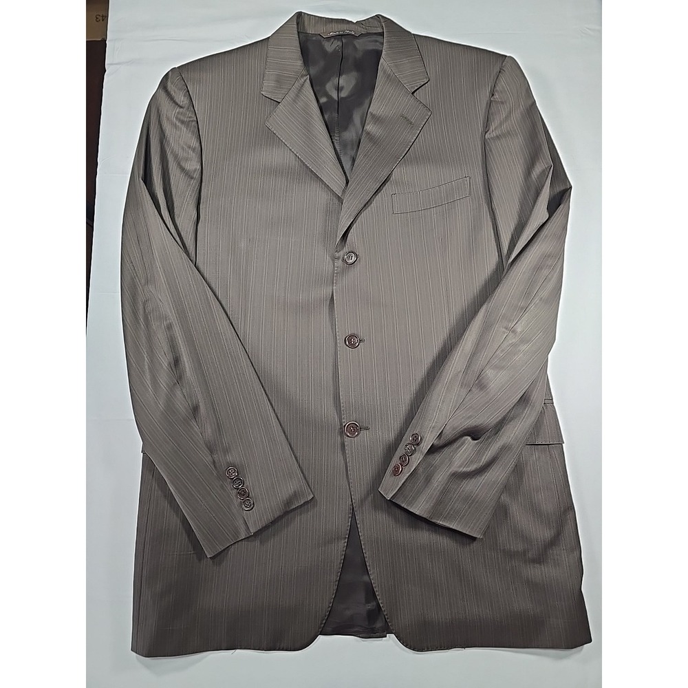 Canali Super 120 Brown Pinstripe Sport Coat‎ Blazer 52L Italy